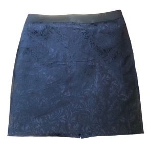 Cache Navy & Black Floral Brocade Pencil Skirt Corporate Goth Office Size 12